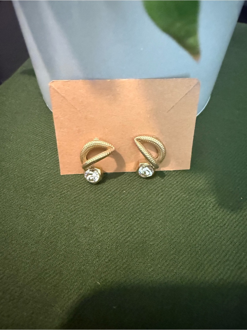 Gold-Tone Knot Drop Crystal Stud Earrings